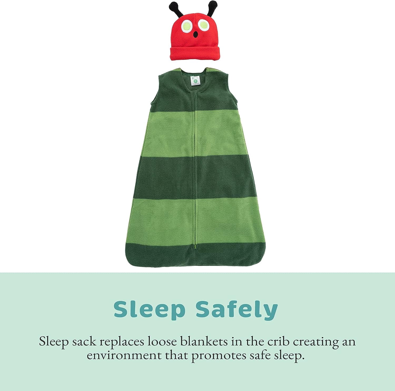 Cuddle Club Fleece Sleep Sack Swaddle Blanket Baby Sleeping Bag, Bear Caterpillar Large