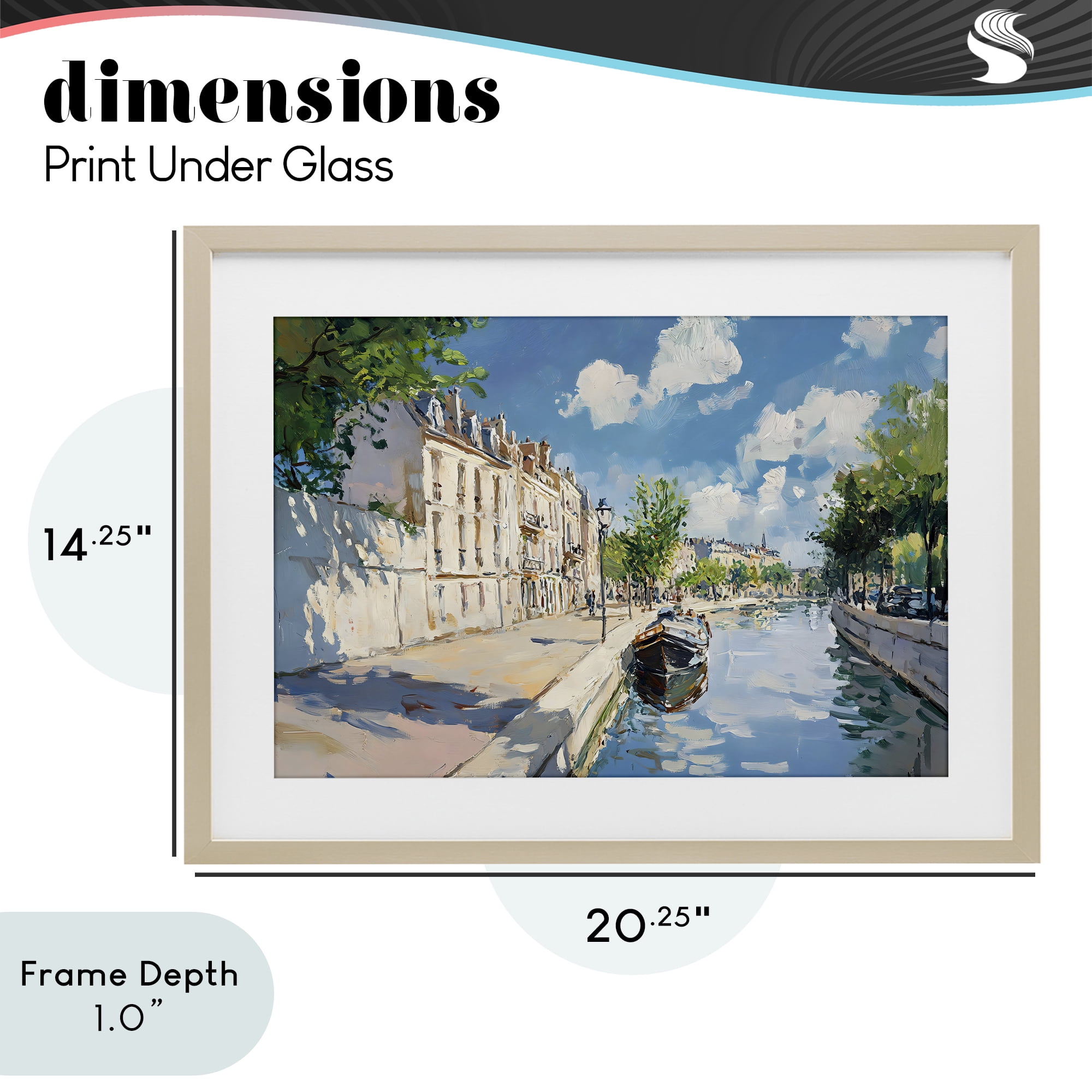 Stupell Industries Boat in Canal Summer Reflection Birch Framed Print Under Glass, design by Creative Studio