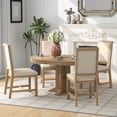 thumbnail image 4 of Harper & Bright Designs Farmhouse Kitchen Dining Table Set for 4, Wood Extendable Round Dining Table Set and 4 Upholstered Chairs, Retro Functional Dining Set for Kitchen, Natural Wood Wash, 4 of 18