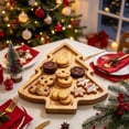 thumbnail image 6 of Christmas Wooden Snack Tray, Single Layer Christmas Tree Shaped Charcuterie Board, Natural Wood Serving Platter, Festive Multi Compartment Tray For Cookies, Candy, Tabletop Decor For Christmas Party, 6 of 6
