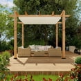 thumbnail image 3 of Petyee 10'x10' Outdoor Retractable Pergola with Canopy, Aluminum Pergola with Waterproof Canopy, Modern Outdoor Trellis for Patio Gardens, Wood-Grain Finish,Beige canopy, 3 of 9