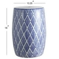 thumbnail image 3 of JONATHAN Y Moroccan Diamonds 18" Ceramic Drum Garden Stool, Blue/White, 3 of 6