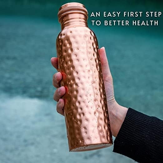 Copper Water Bottle - 34oz Vintage Modern Design - An Ayurvedic Pure Copper Vessel For Drinking- Drink More Water, Lower Your Sugar Intake And Enjoy The Health Benefits Immediately