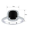 thumbnail image 4 of SuperJeweler 2 Carat Cushion Cut Black Onyx and Halo Diamond Ring In Sterling Silver For Women, 4 of 5