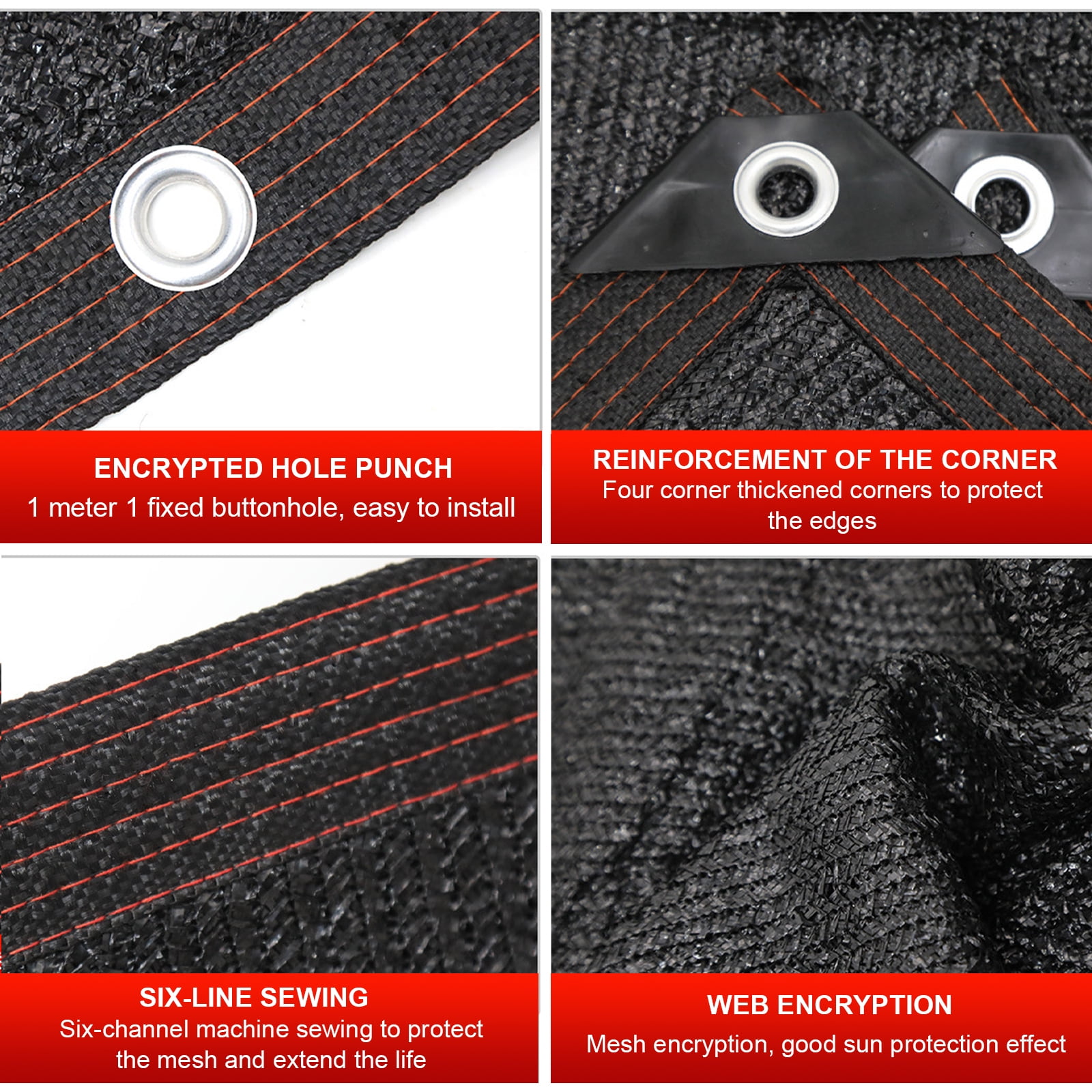 Sinkoo 95% Black Sun Shade Cloth, 10x20Ft Durable Mesh Tarp with Grommets, Sunshade Cloth for Camping, Greenhouse, Plant, Car, Backyard Patio Garden