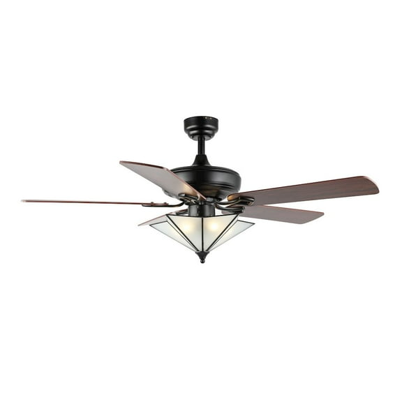 JONATHAN Y Moravia 52" 5-Light Farmhouse Rustic Iron Star Shade LED Ceiling Fan With Remote, Black