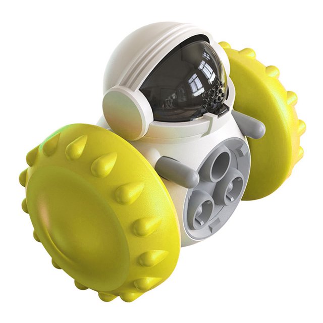 Juguete de comida con fugas para mascotas, interactivo, reduce la ansiedad, dispensador de golosinas para mascotas, rompecabezas, alimentador lento, juguete para perro, cachorro, amarillo
