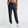 thumbnail image 2 of Womens Fleece Lined Joggers Winter High Waisted Warm Cotton Sweatpants Thick Lounge Sweat Pants with Pockets Dark Gray XL, 2 of 5