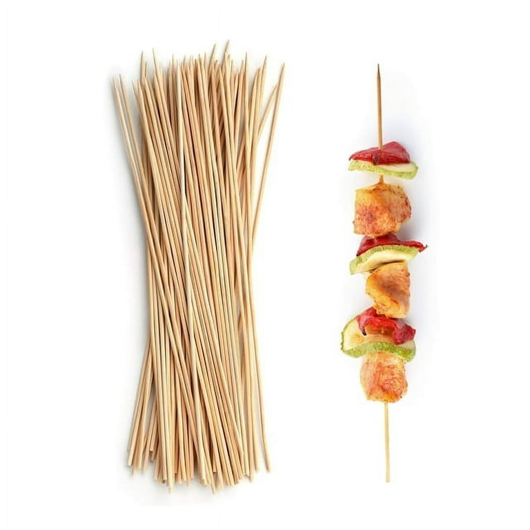 DecorRack Natural Bamboo Wooden Skewer Sticks, 12 inch (Pack of