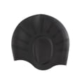 thumbnail image 2 of Gorro de natación de silicona, gorro de natación elástico, fácil de usar y quitar, mantiene el cabello seco, protección del cabello para mujeres, Negro, 2 of 8