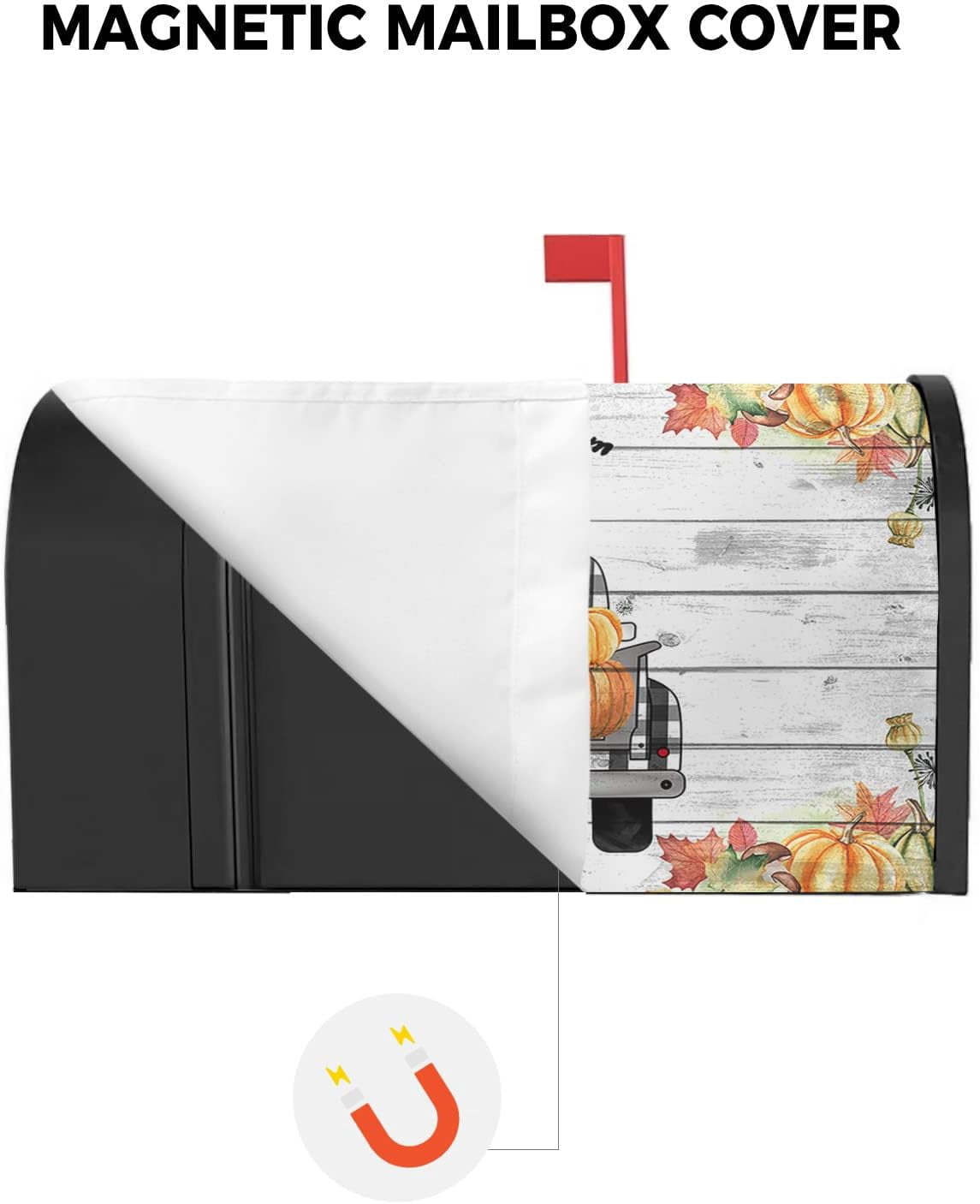 Mailbox Cover, Thanksgivingin Fall Farm Pumpkin Mailbox Wrap Magnetic Mailbox Covers for Garden Yard Outdoor Decoration,Farmhouse Home Mailbox Post Box Cover Wraps Standard Size 18"x21"
