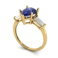 thumbnail image 2 of 2.5 ctw 3 Stone Anniversary Ring for Women | Pear Cut Simulated Tanzanite | Hyperallergenic Solid 18K Yellow Gold, 2 of 5