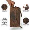 thumbnail image 3 of Premium Leather Travel Toiletry Bag - Water-Resistant Dopp Kit for Men & Women - Rustic Brown, 3 of 8