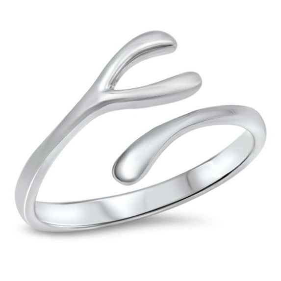 Open High Polish Wishbone Ring .925 Sterling Silver Band Jewelry Female Male Unisex Size 5