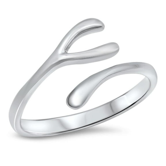 Open High Polish Wishbone Ring .925 Sterling Silver Band Jewelry Female Male Unisex Size 8