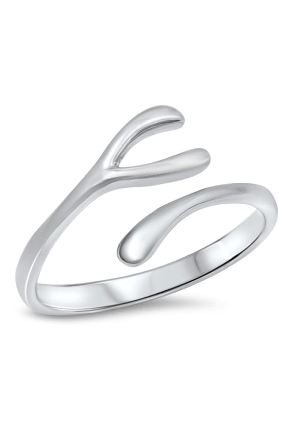 Open High Polish Wishbone Ring .925 Sterling Silver Band Jewelry Female Male Unisex Size 5