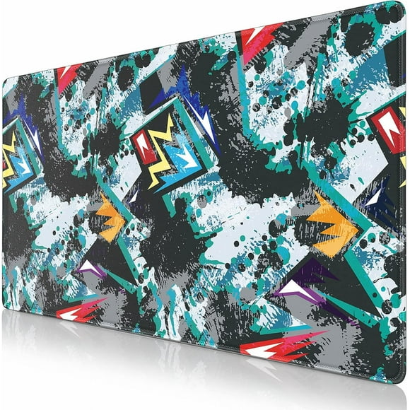 Tapis de Souris de Jeu Géométrique Allongé Grande Taille 31.5x15.7 Pouces Base Antidérapante avec Bord Cousu Idéal pour Bureau à Domicile Travail de Jeu Transformez Votre Espace de Bureau