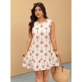 thumbnail image 6 of Plus Size Women Summer Casual Printed Short Camisole Dress Vacation Brown Sundress Floral Mini Dress, 6 of 10