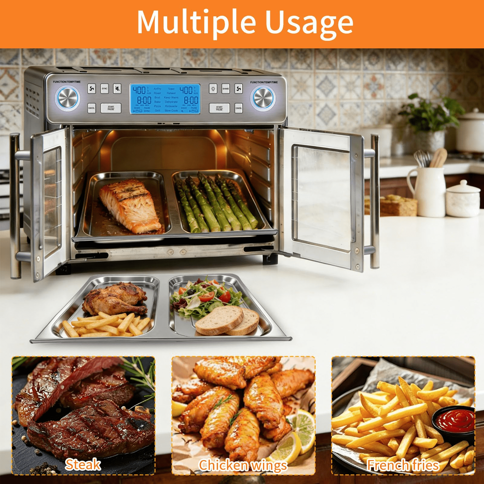 GCQ Air Fryer Drip Tray for EmerilLagasse Dual Zone 360 Air Fryer Oven 25 QT Extra Large, 13.9''×12.1'' Replacement Drip Pan Crumb Tray Accessories