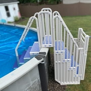 Confer Entry System Swimming Pool Ladder - Warm Grey with Blue Treads