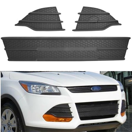 Labwork Front Lower Grille & Fog Covers CJ5Z17E810AA FO1038124 Fit for 2013 2014 2015 2016 Ford Escape, Black Grill