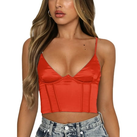 

Women Push Up Bustier Corset Sexy Crop Top Backless StrapTank Vest Top Streetwear Camis Shirt
