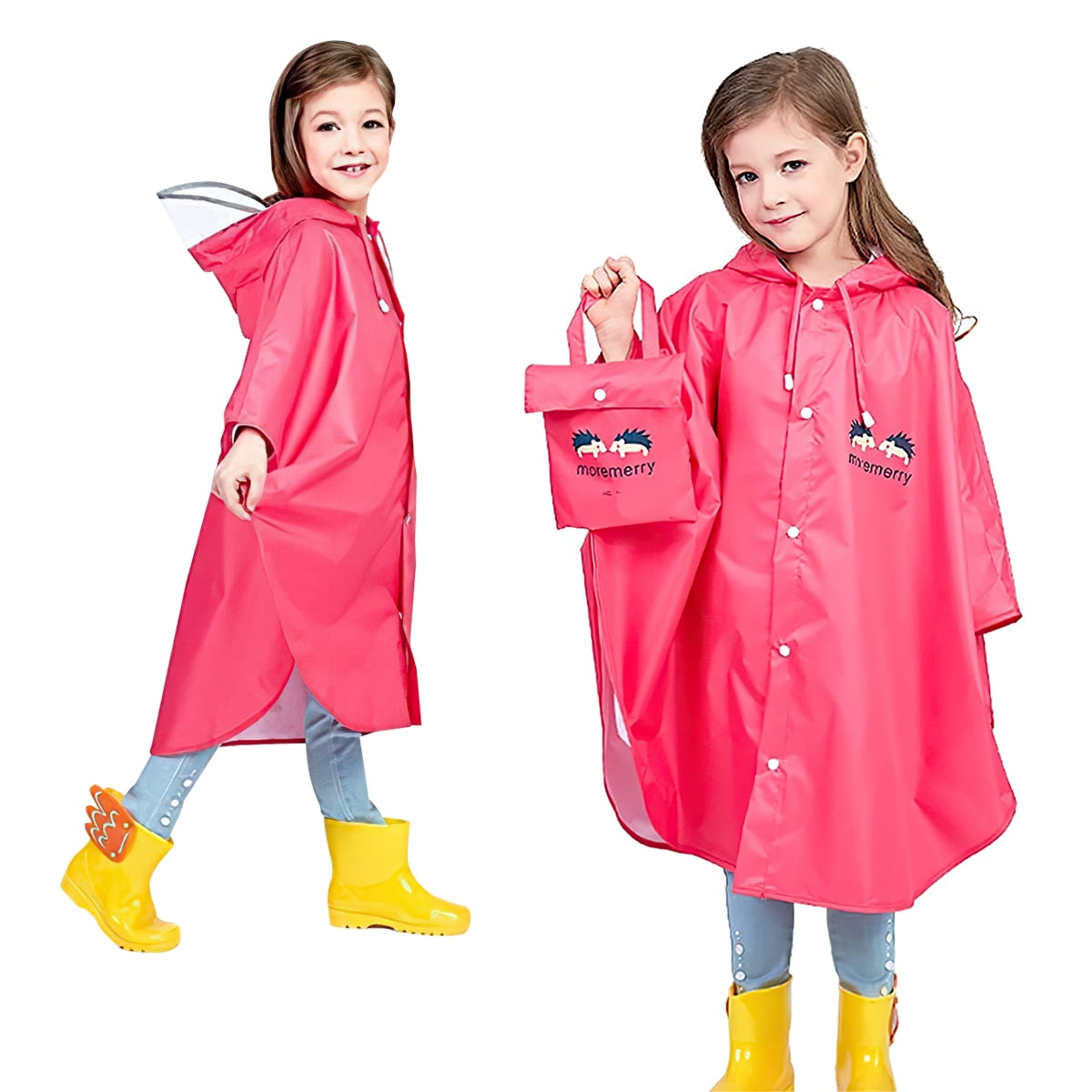 Kepooman Kids Cartoon Raincoat with Children's Brim & Storage Bag, Waterproof Rain Jacket Coat Boys and Girls Raincoat Poncho Cape, XXL Size & Rose Red Kepooman Kids Cartoon Raincoat with Children's Brim & Storage Bag, Waterproof Rain Jacket Coat Boys and Girls Raincoat Poncho Cape, XXL Size & Rose Red