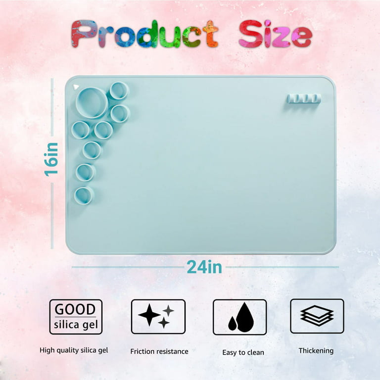 Silicone Craft Mat, 24x16 Large Silicone Mat for Resin Casting,Painting  Mat for Craft,Nonstick Silicone Sheet with Cleaning Cup & Paint Cup for