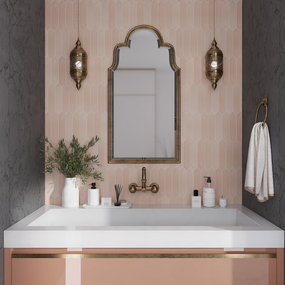 Piquet 2 in. x 10 in. Matte Pink Ceramic Picket Wall and Floor Tile (5.38 sq. ft./case) (44-pack)