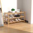 thumbnail image 2 of RONGJlA 3 Tier Bamboo Shoe Rack for Closet Free Standing Wood Shelf Storage Org Entryway Small Space Stackable, Natural, 2 of 4