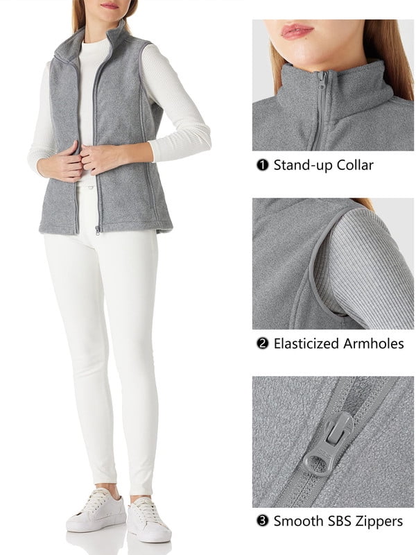 Off Road Ventures Womens Fleece Lined Vests Lightweight Zip Up Outerwear Sleeveless Vest Jacket for Running Hiking Travel