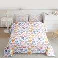 thumbnail image 2 of Homewish Watercolor Loves Pattern Bedding Comforter Set,Cartoo Heart Print Twin Comforter Sets, White Pink Blue Bedding Set For Girls Kids,Super Cozy Room Decor Reversible,2 Pieces, 2 of 8