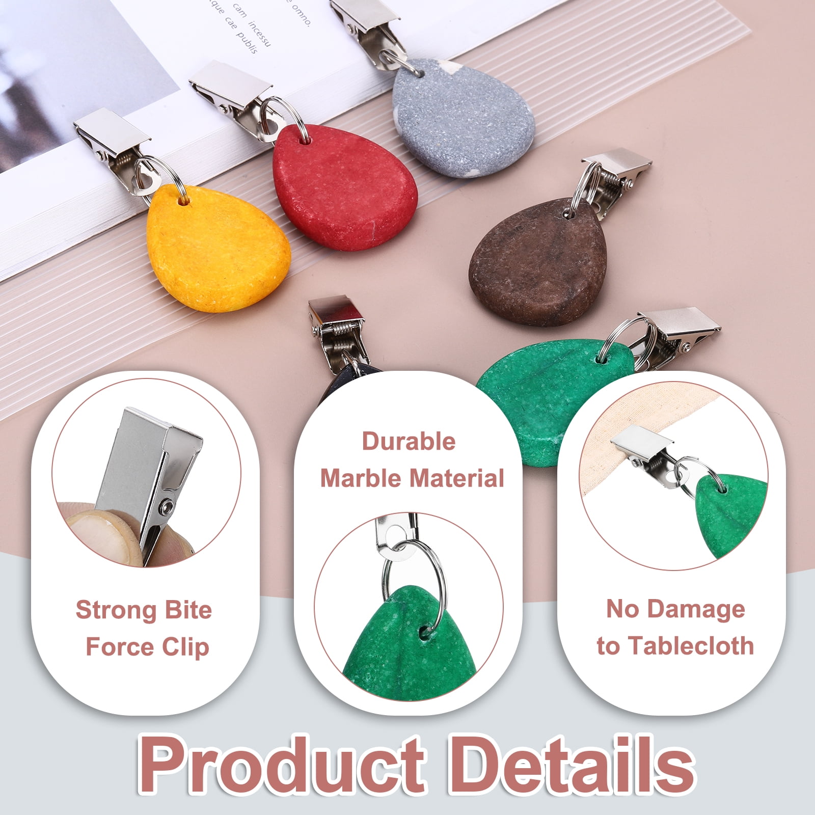 Unique Bargains Marble Tablecloth Weights with Metal Clip Green