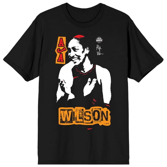WNBPA Aja Wilson Neon Art Adult Black Crew Neck Short Sleeve T-shirt - XXL