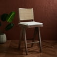 thumbnail image 4 of SAFAVIEH Couture Colette Square Mid Back Bar Stool, Walnut/Natural, 4 of 15