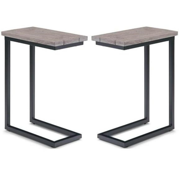 Home Square 2-Piece Contemporary End Table Set in Birch and Black