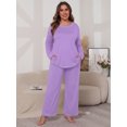 thumbnail image 3 of Cueply Women's Plus Size Pajama Set Long Sleeve Pjs Long Pants Sleepwear Two Piece Loungewear with Pockets, 3 of 7