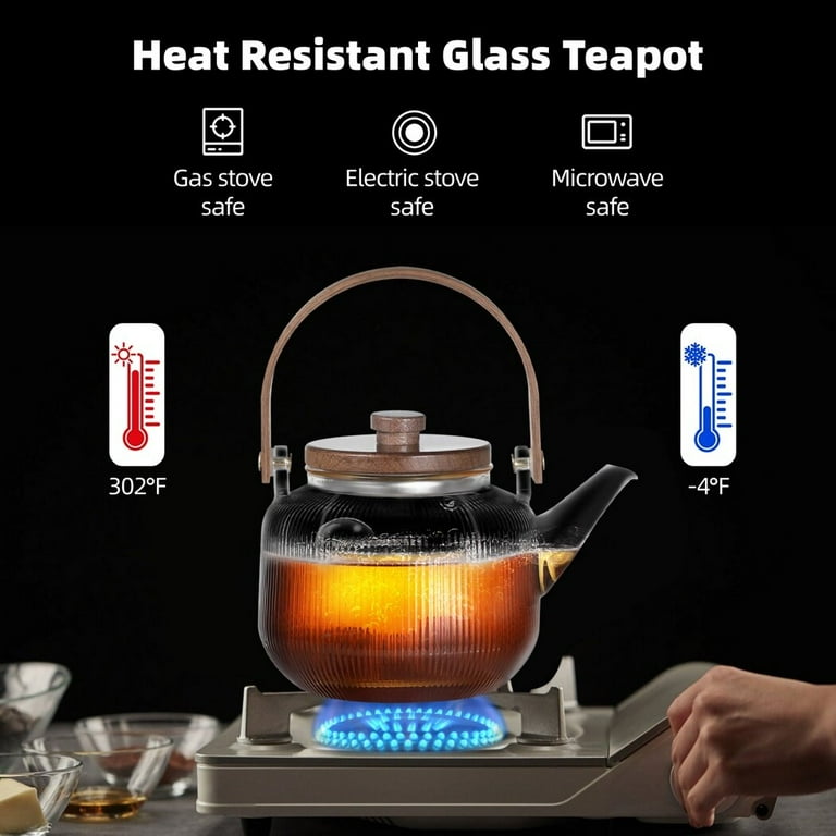 Glass Stovetop Tea Kettle For Gas Stove Top 34oz Glass Stovetop