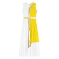 thumbnail image 5 of YONGHS Womens Praise Dance Dress Sleeveless Asymmetrical Worship Lyrical Dance Costume Yellow XXL, 5 of 7
