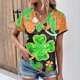 thumbnail image 1 of Fiudx Liquidación de Ahorros de Verano Top de Primavera/Verano de Manga Corta Informal con Cuello En V Estampado Del Día de San Patricio para Mujer, 1 of 5