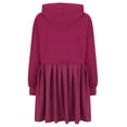 thumbnail image 4 of Elainilye Fashion Dresses for Women 2024 Casual Round Neck Hooded Sweatshirt Solid Color Dress Long Sleeve Plus Size Sweatshirt Skirt,Pink, 4 of 7