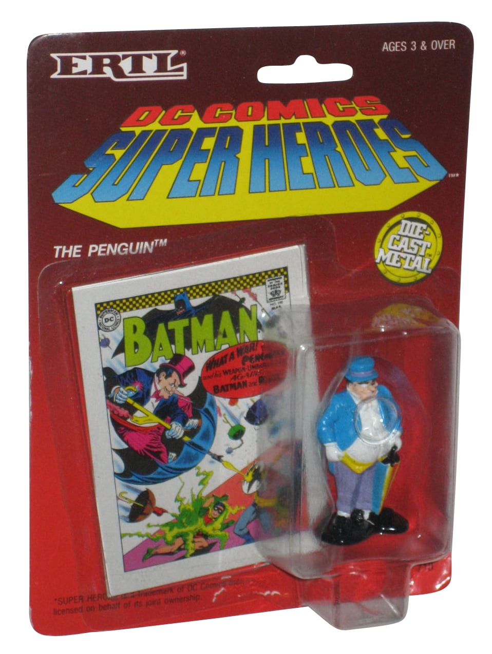 Set of 4 Ertl 1990 DC Comics Super Heroes Diecast Batman Robin Joker Penguin for sale online 