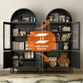 thumbnail image 5 of SUPEER 73" Tall Metal Arched Display Cabinet, Arched Storage Bookcase with Glass Doors, Curio Kitchen Pantry Cabinet for Living Room, Assembly Required, Black, 5 of 9