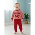 thumbnail image 5 of BemeyourBBs Toddler Baby Boy Girl Valentines Day Outfits Lover Boy Letter Long Sleeve Pullover Sweatshirt Tops Stripe Pants Set Spring Fall Winter Clothes, 5 of 9