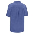 thumbnail image 5 of Juslio Womens Double Pocket Short Sleeve Shirts Turndown Collar Loose Comfortable Blue Button Tops, 5 of 8
