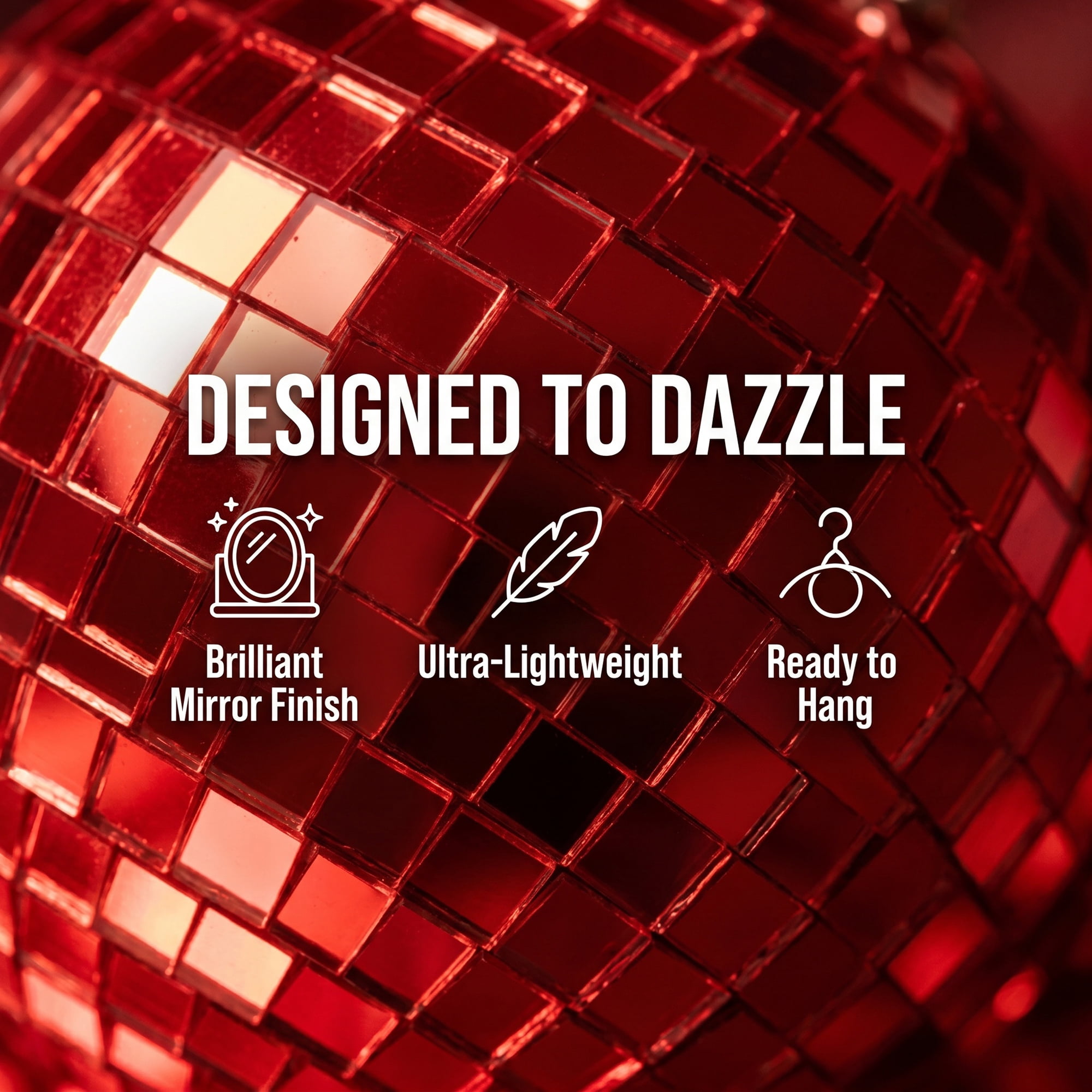 Unique Bargains 10Pcs Mirror Disco Balls for Hanging Sphere Orbs Red 1.6"x1.6"x1.6"