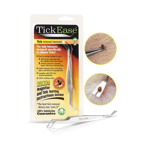 TickEase Tick Remover Dual Tipped Tweezers