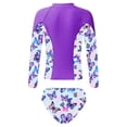 thumbnail image 2 of iixpin Rash Guard Sets for Girls Upf 50+ Long Sleeve Swim Zip Up Coat with Bikini Brief Bathing Suits Purple 6, 2 of 5