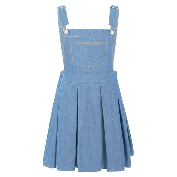 Alvivi Kids Girls Denim Overall Dress Adjustable Strap Suspender Skirt Bib Jumper Summer Romper Light Blue 6