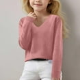 thumbnail image 4 of JAHH Lightweight Sweaters for Girls Cute V Neck Soft Knit Pullovers Teens Casual Loose Spring Long Sleeve Tops for Casual Soft Comfortable Clothing(8-9 Years,Pink), 4 of 6